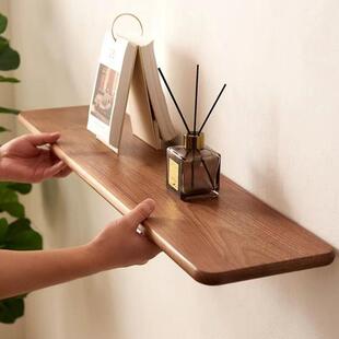 北美面黑胡桃色实木墙Cbtw8DEw上实木置物架字搁板客卧室壁厅挂墙