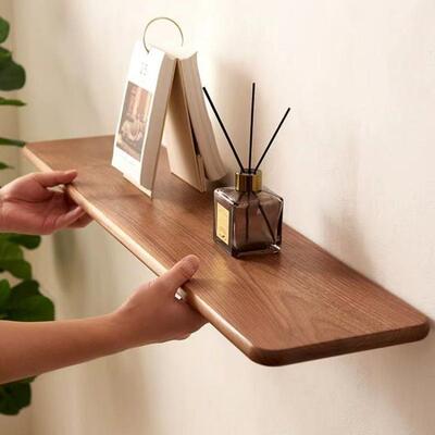 北美面黑胡桃色实木墙Cbtw8DEw上实木置物架字搁板客卧室壁厅挂墙