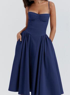 Sexy Slip Maxi Flowy Silhouette Dress With Back Zipper For