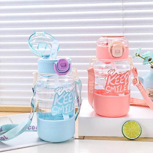 2025 Summer New Children's Water Bottle, Dual Drinking Straw