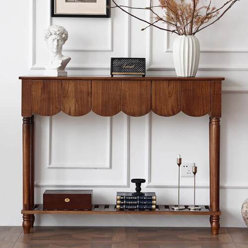 美式复古实木餐边柜茶水柜入户玄关台简约靠墙桌子门厅条案玄关柜