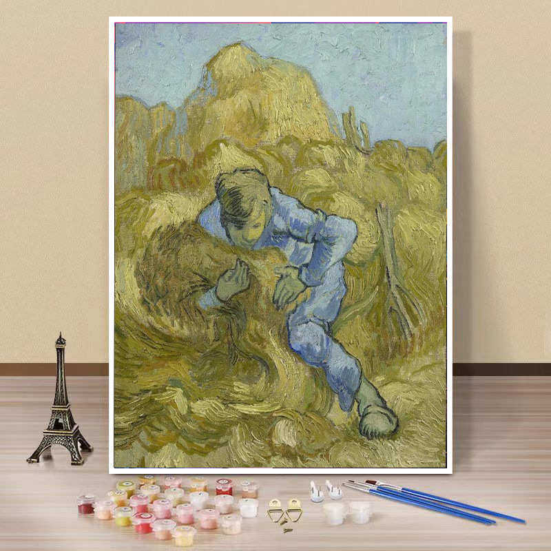 梵高数字油画diy抽象画树林云朵星空风景装饰画玄关走廊手绘油画,家居饰品,油画,淘宝优惠券,粉丝福利购,淘宝优惠卷