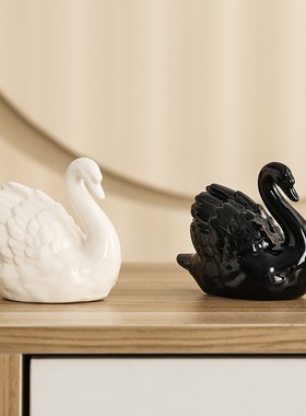 客厅摆件轻奢高级感2025新款黑白天鹅轻奢开业乔迁礼物家居装饰品
