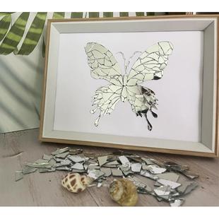 破碎镜子蝴蝶镜子手工制作碎玻璃蝴蝶相框diy全套材料包碎的破镜