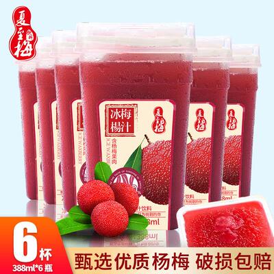网红冰杨梅汁果味饮料388ML6瓶果汁整箱酸梅汤冰镇果蔬汁