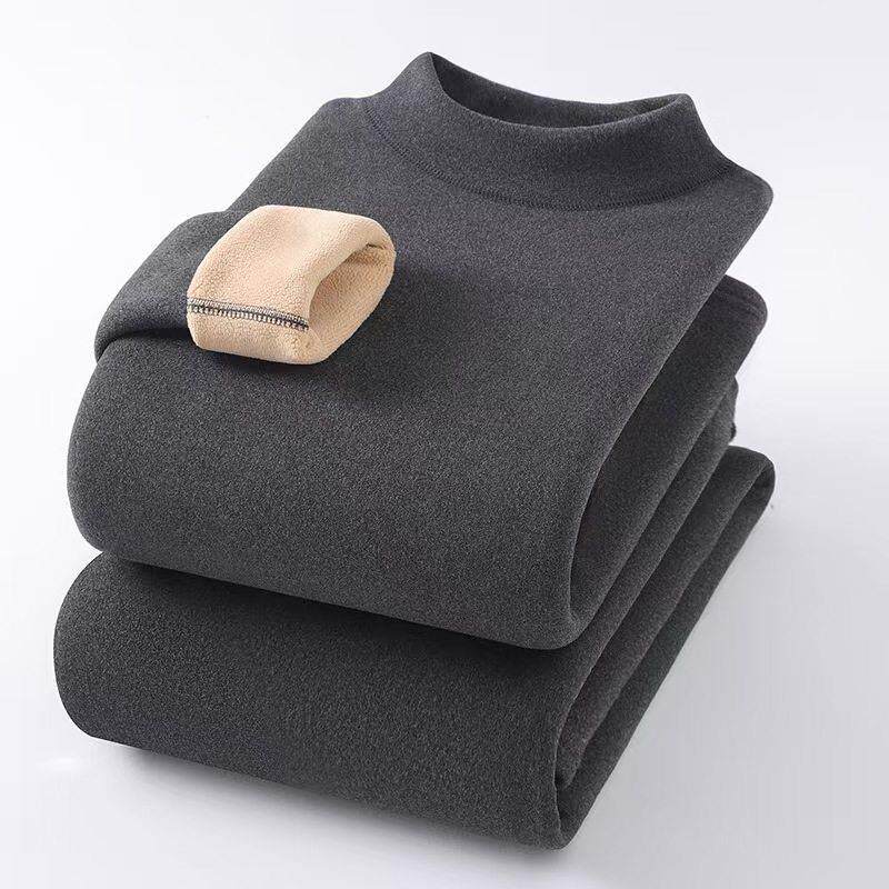保暖贴身男士中高领羊毛衬里加厚驼毛秋衣秋裤集自加热冬季女子基