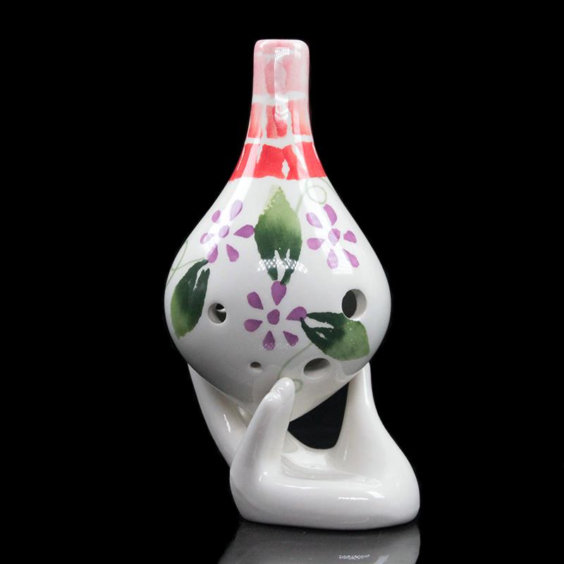 高档初学笛6C孔A嘴调陶六孔中音C调手绘长型民族乐器