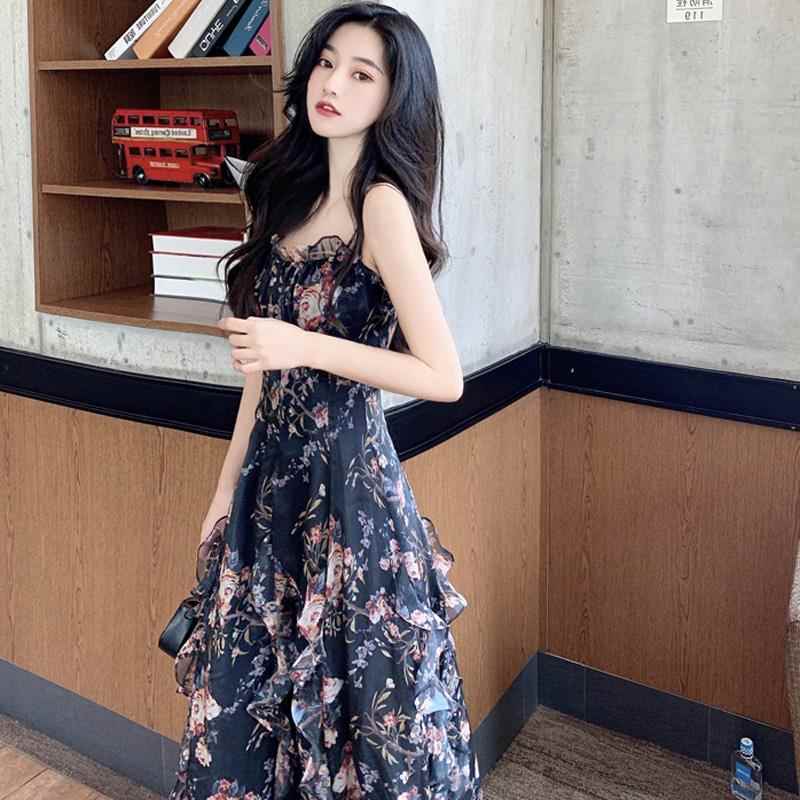 时尚品牌法国小众吊带长裙腰部修身看起来优雅女神轻成熟赫本风格