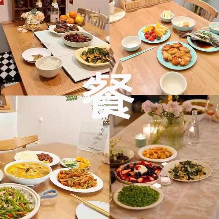 实木桌租一四椅组合家用小户型餐出房用大CZ0079K0桌板桌边柜一体