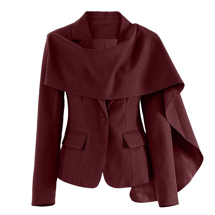 Fashionable commuter shawl small suit for women Angora red
