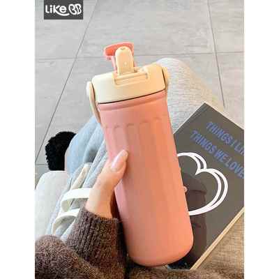 简约保温杯女生吸管杯大人高颜值办公室女士便携学生水杯新款2025