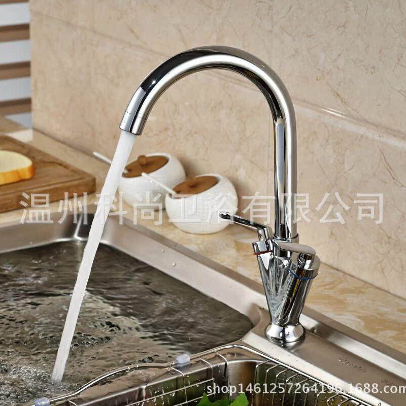 新款直销铜双把手双手柄三叉厨房水龙头 冷热水槽水龙头 跨境外贸
