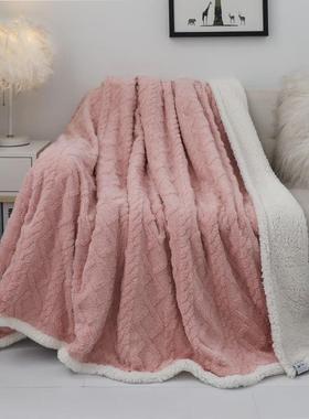 绒网带货塔芙毛毯冬提花舒棉绒双层加厚毯202301子秋红季节沙发盖