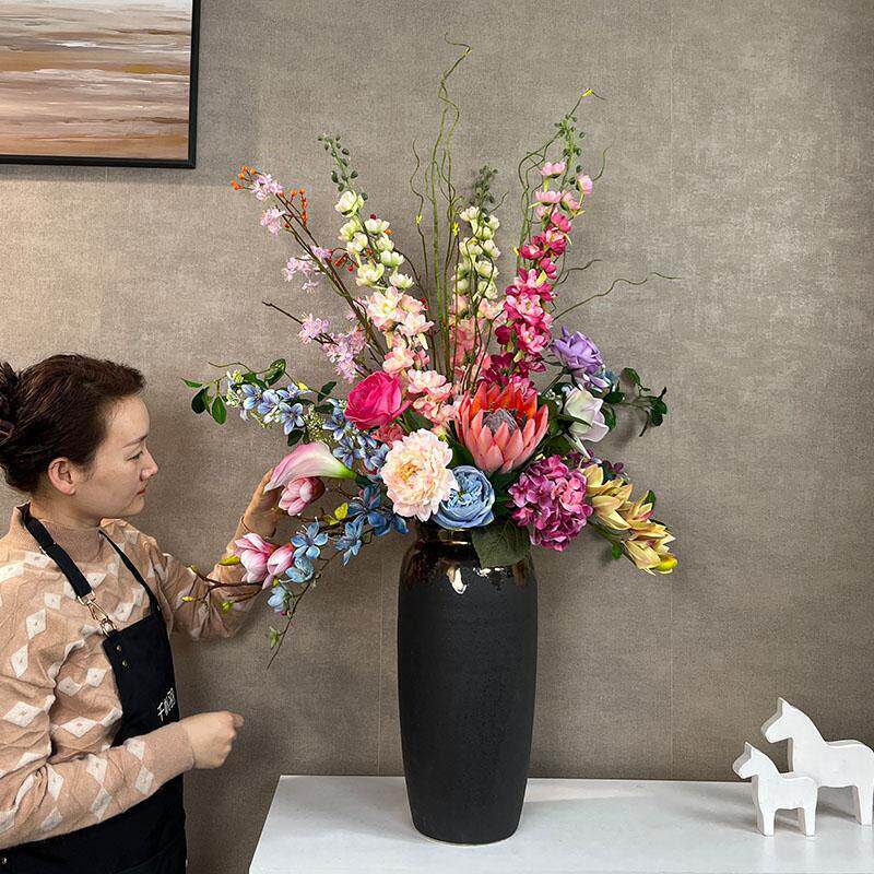 千帆羽设计师款仿真花落地花束放高花瓶客厅装饰高档假花摆件绢花