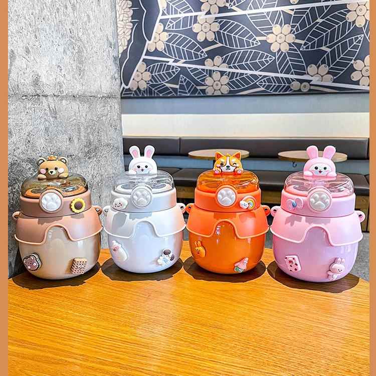 迷你高颜值不锈钢保温杯便携可爱女士小熊大肚杯圣诞儿童吸管水杯