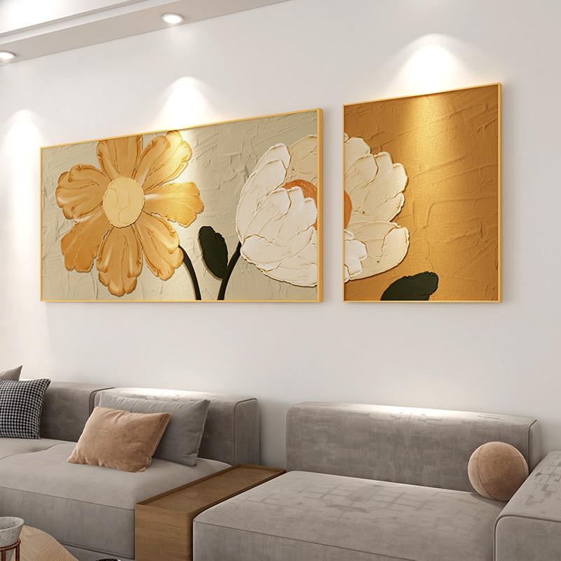 北欧客厅装饰画横款二联轻奢沙发背景墙挂画大白墙卧室床头壁画