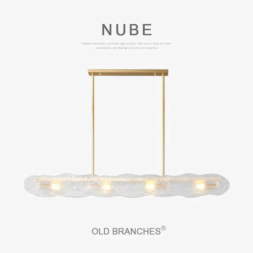 老树枝NUBE意式极简全铜冰块玻璃吊灯设计感工作室餐厅吧台长条灯