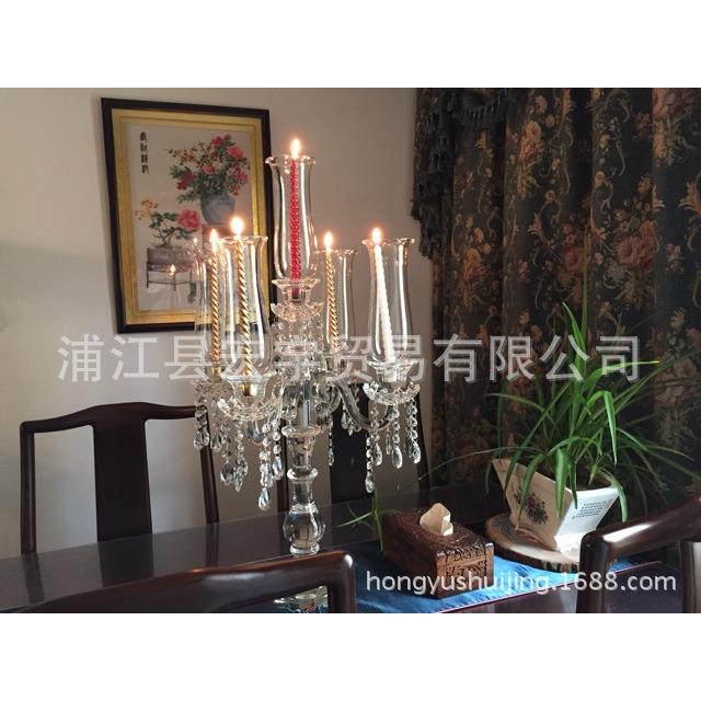 厂家直销水晶烛台 婚庆欧式烛台摆件 样板房装饰烛光晚餐现货