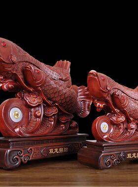 招财金龙摆件双龙招财鱼创意开业工艺礼品客厅店铺收银台装饰摆设