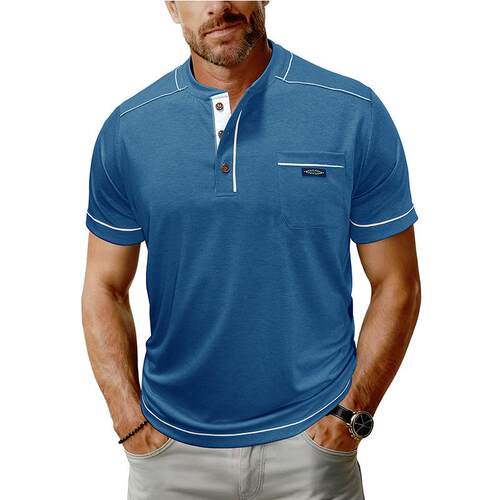 Round neck men's plus size pocket short sleeved men's