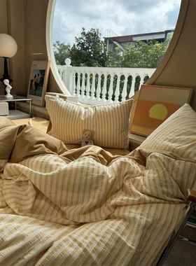 高档A面套.色织水洗棉提花B版牛奶绒灰色四件1.5m1北8秋冬舒适保