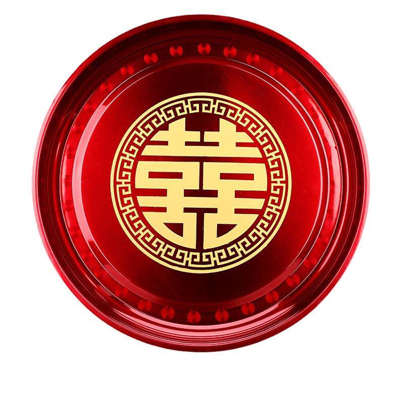 结婚庆用品糖果盘喜庆茶盘红糖盘水果盘婚礼喜盘红色果盘新娘托盘