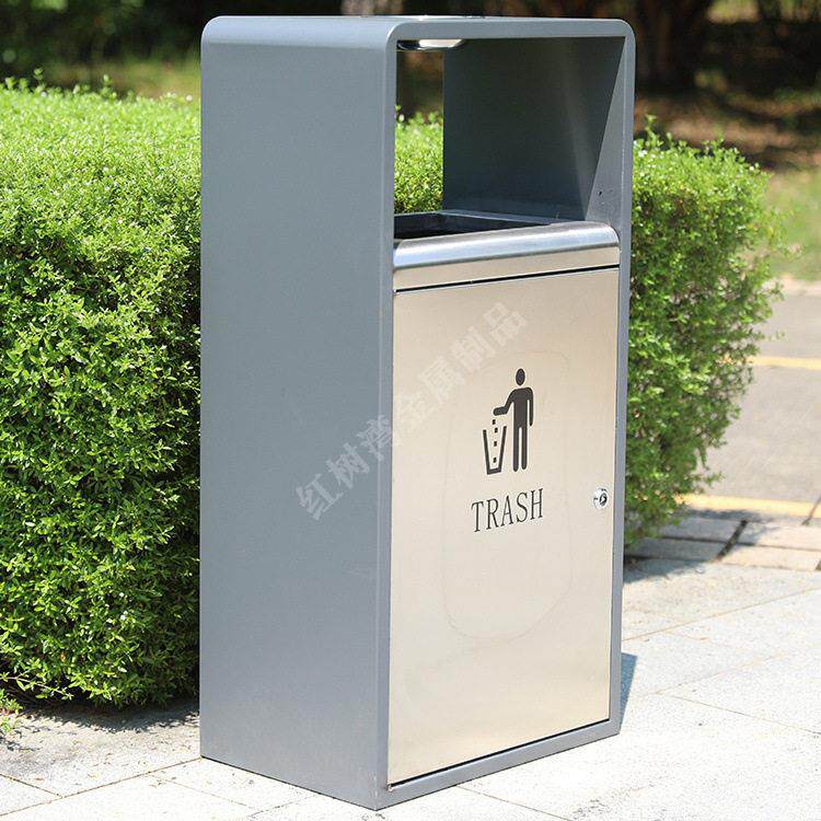 室内方形喷塑不锈钢垃圾桶小区物业广场公园金属果皮箱筒厂定制