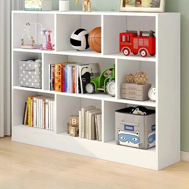 厂家直销实木书架落地置物架小型收纳柜子分层架卧室客厅格子柜书