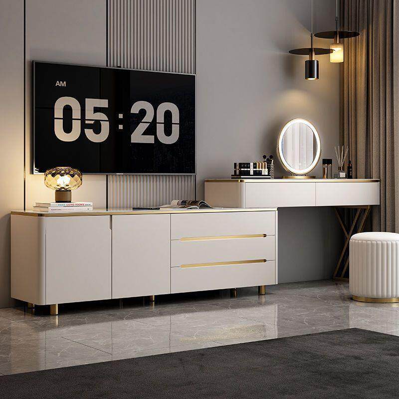 实缩木岩板梳妆台卧室电视现伸柜SCwMjjAp斗柜一体化妆桌储物收纳