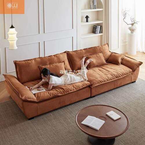 意式科技布艺沙发小户型出租屋现代三人位直排帆船新款沙发可躺