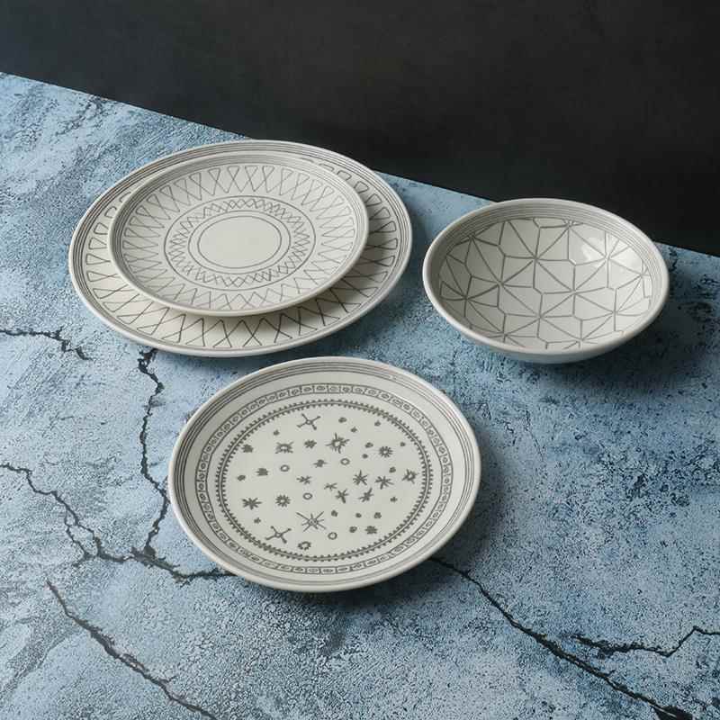 英国原单】几何家用陶瓷餐具菜盘子【高级感新骨瓷】骨碟可爱饭碗