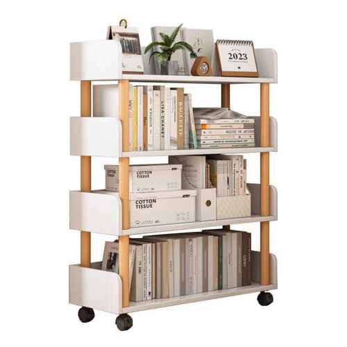 带展示卧室书柜移动客厅货架物落地家用储书架简易轮置物收纳架架
