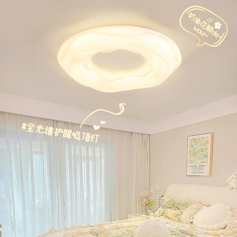 新款直销卧室吸顶灯全光谱护眼简约现代玫瑰花瓣奶油风云朵书房儿