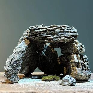 陶土水陆缸摆件鱼缸造景装饰造景石爬坡乌龟晒台爬台防滑躲避屋