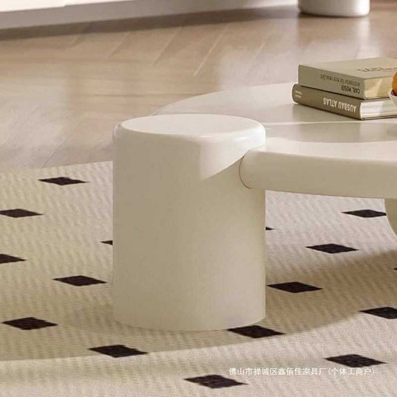 圆形奶油茶几小户型沙发网红网端几何客厅现代简约高级家用餐桌