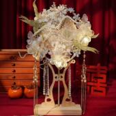 团扇新娘结婚婚礼出嫁秀禾服成品金喜扇diy材料包高级扇子手捧花