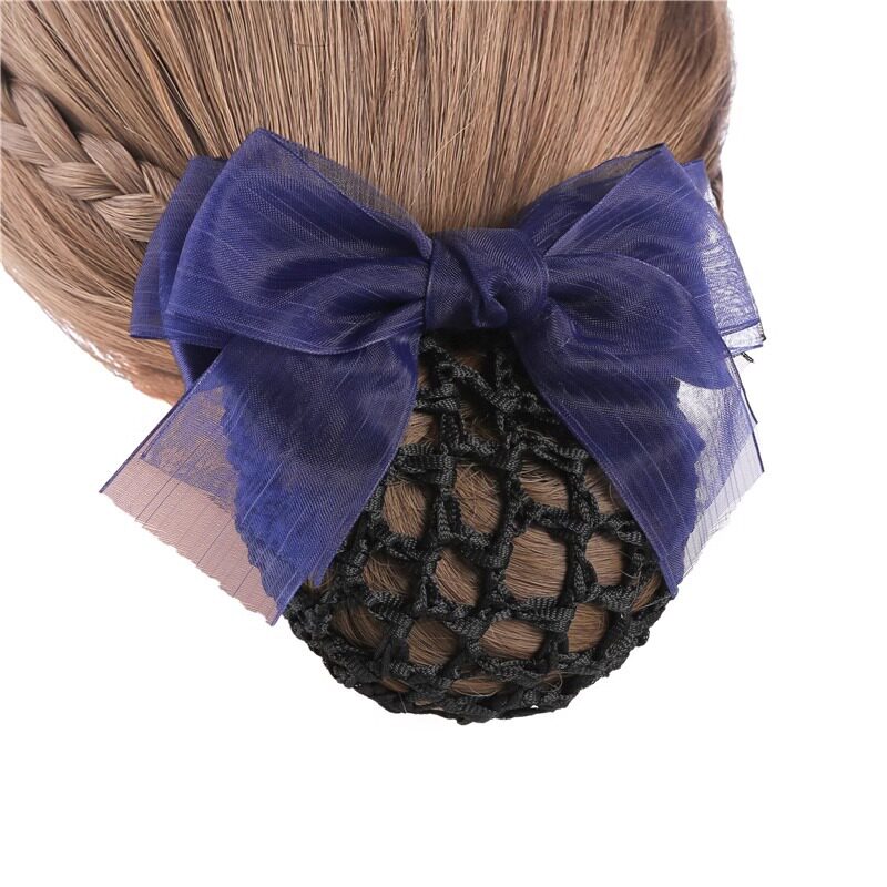 银行职业头花带网兜发夹发网布艺简约顶夹空姐护士发套工作头