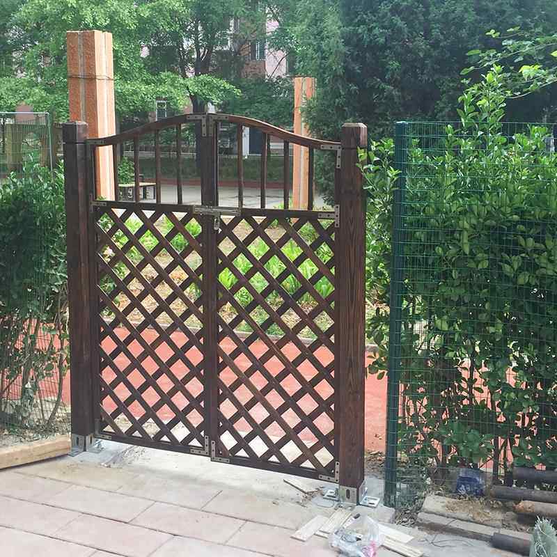 碳化木篱笆网格菜园围栏护栏户外防腐木庭院小花园木门单开栅栏门