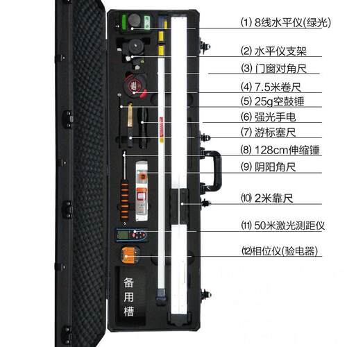 装修公司验房合工具套装组平装米靠尺水尺PE工程测尺长方形箱检子