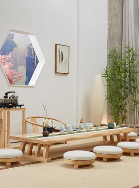 日式长条实木桌民宿不规桌则边榻榻茶米矮家用大桌板功夫PUI泡茶