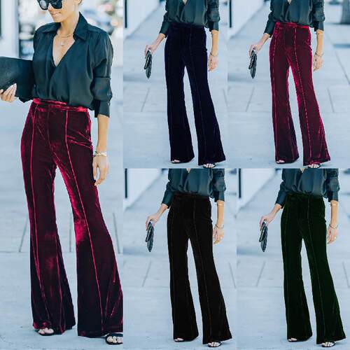 Autumn women's clothing collage gold velvet micro flared
