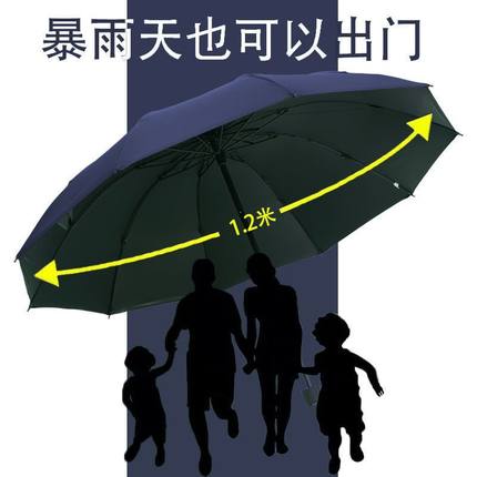 手动大号家用雨伞晴雨两用男女士加大加厚加固反向折叠双人黑胶伞