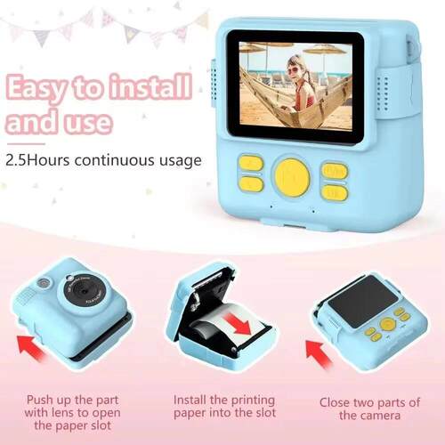 Portable Instant Print Camera for Kids - 1080P HD Video
