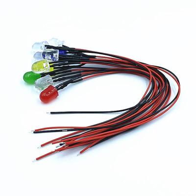 10mm发光二极管灯珠220V 超高亮LED信号指示灯5V6V12V24V带线20CM