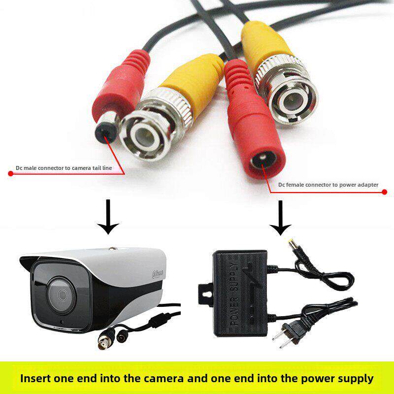 监控视频线带电源线一体5~50米成品二合一监控摄像头BNC+DC延长线