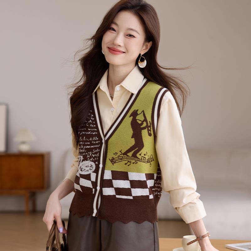 针织马甲女款2025新款春秋羊毛背心外搭春季欧货洋气马夹时尚外穿
