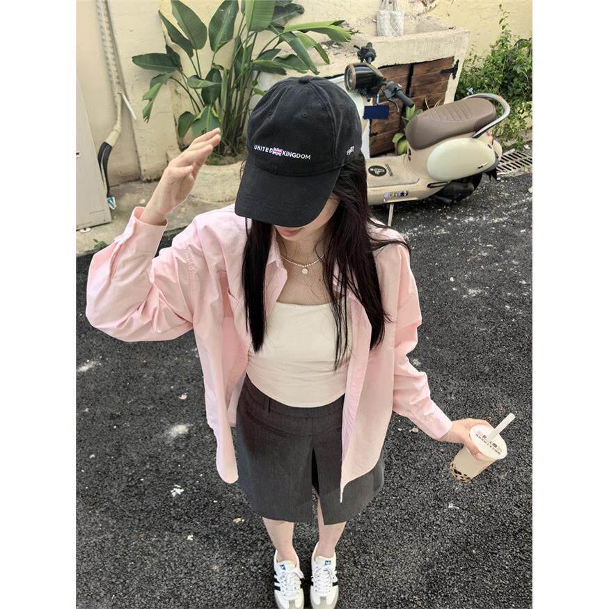 NextMary甜美显白粉色长袖衬衫女春季减龄小个子衬衣休闲叠穿上衣