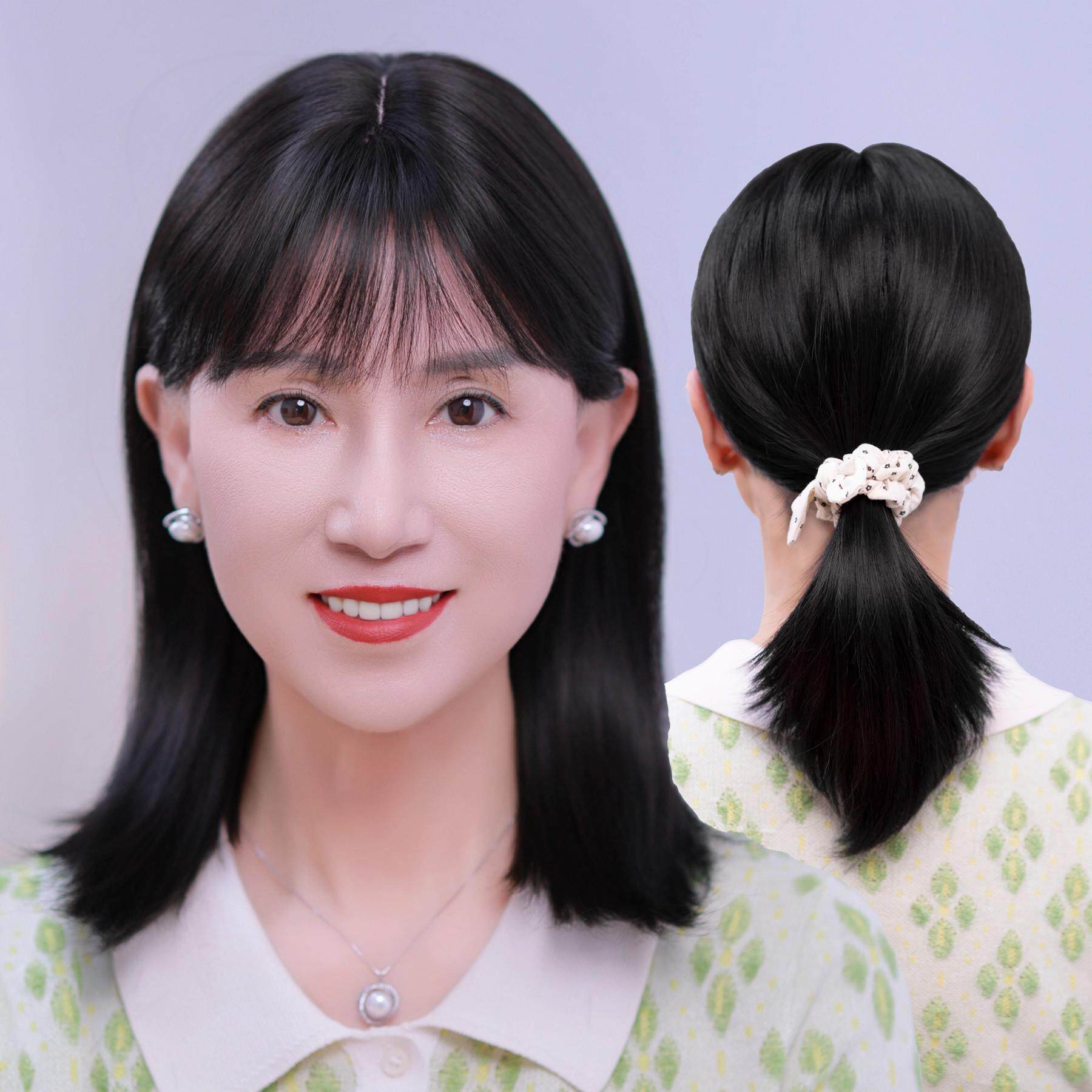 假发女长发真发全真人发全头套中老年妈妈款减龄可扎中长版假发套