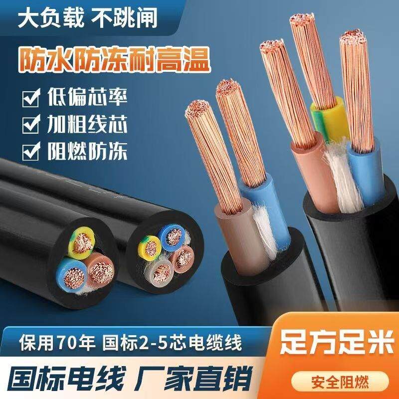 纯无氧铜包铝RVV国标电缆线足米临时电接插排电动车充电专用电线