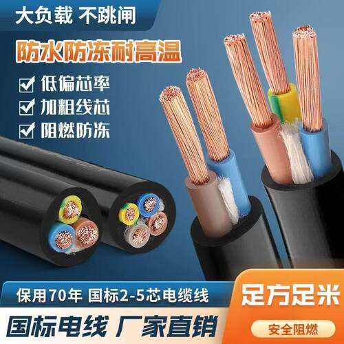 纯无氧铜包铝RVV国标电缆线 线足米临时电接插排电动车充电专用电